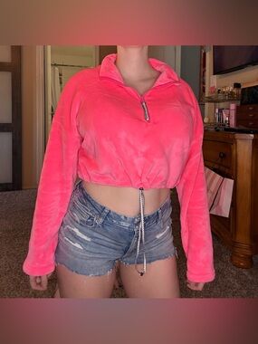 Fashion nova neon pink cropped sweatshirt